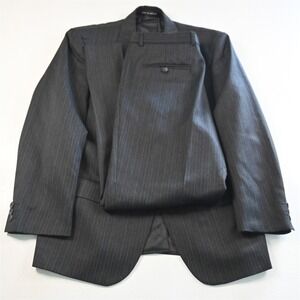 Alexandre 40S 33x30 Gray Striped Super Fine Trevira Mens Jacket Pants Suit
